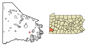 Location of Cokeburg in Washington County, Pennsylvania.