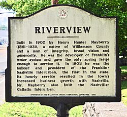 Williamson County Historical Society Marker for Riverview (Henry H. Mayberry House)