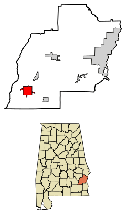 Location of Clio in Barbour County, Alabama.