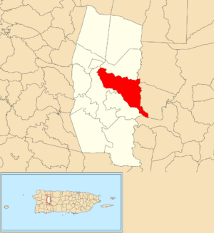 Location of Buenos Aires barrio within the municipality of Lares shown in red