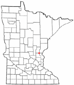 Location of the city of Brahamwithin Isanti and Kanabec Countiesin the state of Minnesota