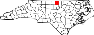 Map of North Carolina highlighting Person County