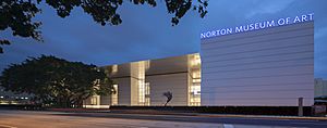 Norton Museum of Art front in evening
