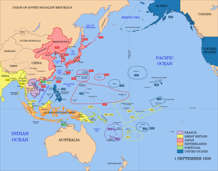 Pacific Area - Imperial Powers 1939 - Map