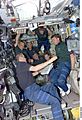 STS-112 crewmembers in the Zvezda Service Module
