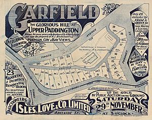StateLibQld 2 262964 Estate map of Garfield, Paddington, Brisbane, Queensland, 1924