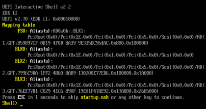 UEFI shell 2.2 screenshot