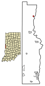 Location of Perrysville in Vermillion County, Indiana.