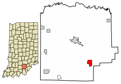 Location of New Pekin in Washington County, Indiana.