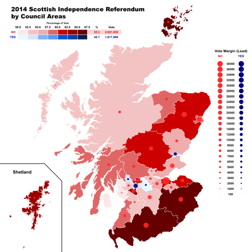 2014 Scottish Independence Referendum by Council Areas