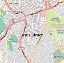 East Dulwich location map