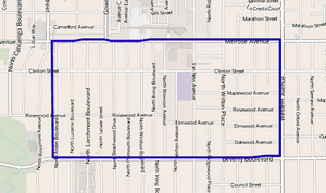 Map of Larchmont neighborhood, Los Angeles, California
