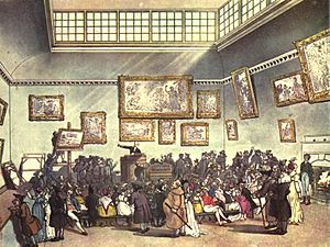 Microcosm of London Plate 006 - Auction Room, Christie's