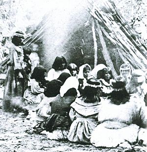 Miwok-Paiute ceremony in 1872 at current site of Yosemite Lodge