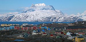 Nuussuaq district of Nuuk with the Sermitsiaq mountain in the background