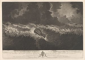 Representation of the Distressed Situation of His Majesty's Ships Ruby, Hector, Berwick and Bristol when Dismasted in the Great Hurricane October 6th 1780 RMG PY0733