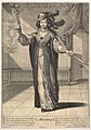 Rhetoric- a young woman standing in a decorated interior with a caduceus in her right hand and a closed fan in her left hand, from the series 'The liberal arts' (Les arts liberaux) MET DP829049
