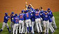 The Cubs celebrate after winning the 2016 World Series. (30709972906)