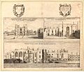 Three views on one plate of the Priory of St John of Jerusalem in Clerkenwell by Wenceslaus Hollar