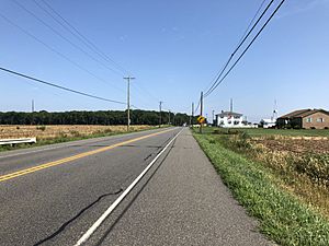 2018-08-08 10 36 44 View north along New Jersey State Route 77 (Pole Tavern-Bridgeton Road) just north of Salem County Route 614 (Daretown-Bridgeton Road) in Alloway Township, Salem County, New Jersey