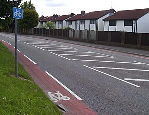 Cycle lane in Excalibur Drive, Cardiff