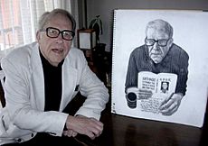 Donald Richie with portrait by Carl Randall