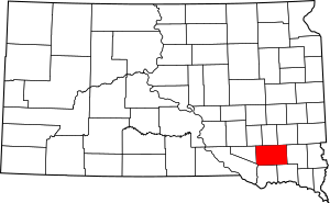 Map of South Dakota highlighting Hutchinson County