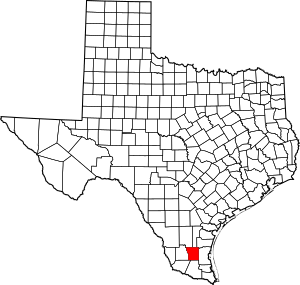 Map of Texas highlighting Brooks County