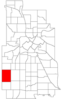 Location of Linden Hills within the U.S. city of Minneapolis