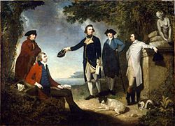 Mortimer - Captain James Cook, Sir Joseph Banks, Lord Sandwich, Dr Daniel Solander and Dr John Hawkesworth