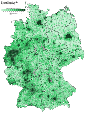 Population density of Germany by municipality