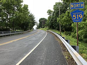 2018-06-13 13 49 32 View north along Hunterdon County Route 519 (Milford-Mount Pleasant Road) just north Little York-Mount Pleasant Road in Holland Township, Hunterdon County, New Jersey