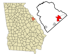 Location in Columbia County and the state of Georgia