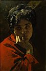 Domenico Morelli - Ritratto di donna in rosso