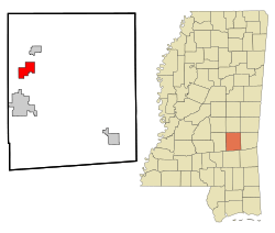 Location of Louin, Mississippi