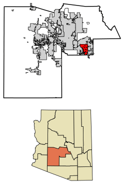 Location of Gilbert in Maricopa County, Arizona