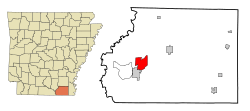 Location in Ashley County and the state of Arkansas