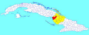 Florida municipality (red) within  Camagüey Province (yellow) and Cuba