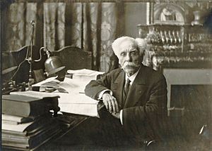 Gabriel Fauré in his office at the Conservatoire 1918 - Gallica 2010 (adjusted)