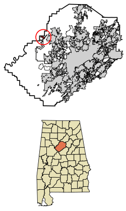 Location of West Jefferson in Jefferson County, Alabama.