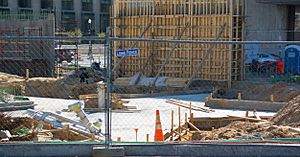 Looking SSW at star-shaped basin - construction site - American Veterans Disabled for Life Memorial - 2014-04-16