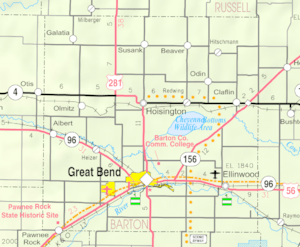 Map of Barton Co, Ks, USA