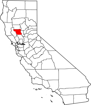 Map of California highlighting Colusa County