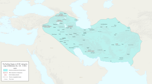 Map of the Parthian Empire under Mithridates II