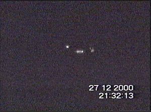 Still from VHS footage of UFO sent to the British Ministry of Defence