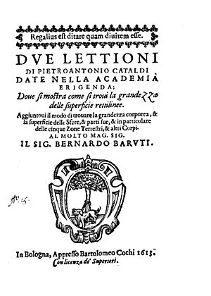 Cataldi - Due lettioni date nella academia erigenda dove si mostra come si trovi la grandezza delle superficie rettilinee, 1613 - 87568