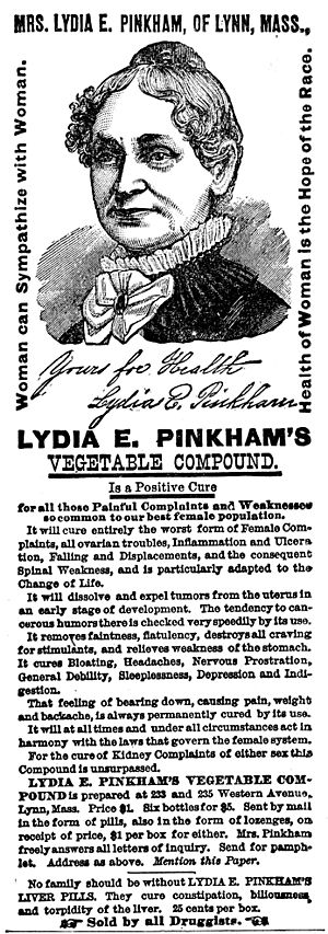 Lydia E. Pinkham's Vegetable Compound ad 1882