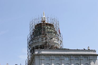 Scaffolding on Maine capitol dome, Augusta, ME IMG 1980