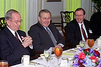 Secretary of Defense Donald Rumsfeld with former Air Force Chief of Staff Gen. Larry D. Welch