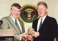 Wim Kok and Bill Clinton with the Netherlands Carillon's Fiftieth Bell